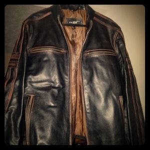 Black Rivet Antique Leather Mens Jacket